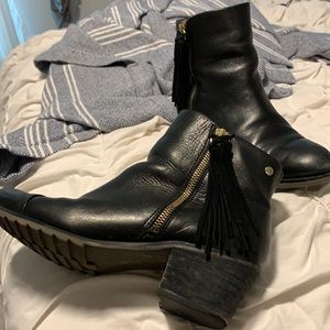 PIKOLINOS Black Leather Ankle Booties w/ Tassels